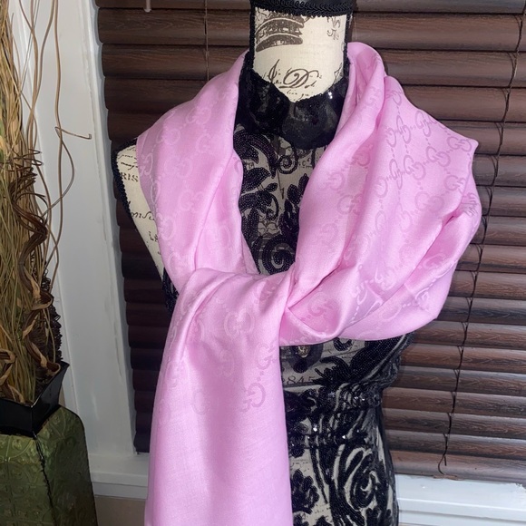 Rare color bnwt Gucci GG shawl scarf pink - Picture 2 of 11